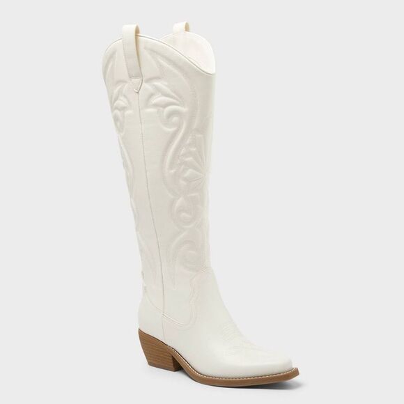 Wild Fable Shoes - Open Box - Wild Fable - Women’s Kenzie Tall Western Boots with  Off-White